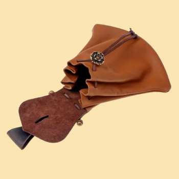 Mittelalterlicher Almosenbeutel mit Taschenbügel.- grün